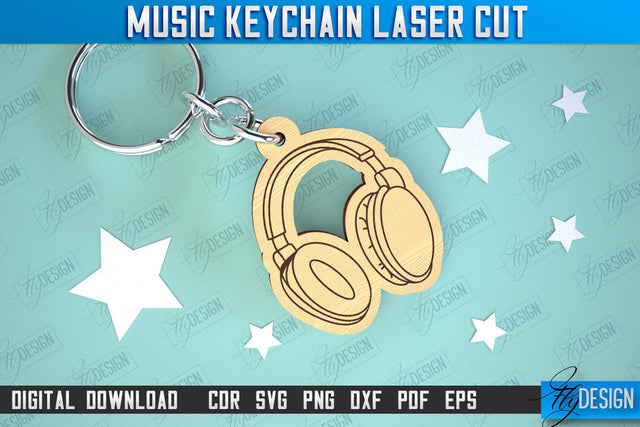 Music Keychain Laser Cut | Keychain Inscriptions | Gift for Musician | CNC File SVG Fly Design 