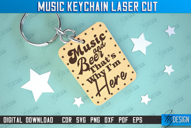 Music Keychain Laser Cut | Keychain Inscriptions | Gift for Musician | CNC File SVG Fly Design 
