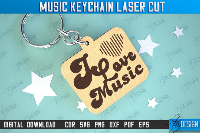 Music Keychain Laser Cut | Keychain Inscriptions | Gift for Musician | CNC File SVG Fly Design 