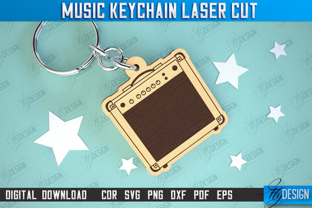 Music Keychain Laser Cut | Keychain Inscriptions | Gift for Musician | CNC File SVG Fly Design 
