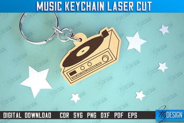 Music Keychain Laser Cut | Keychain Inscriptions | Gift for Musician | CNC File SVG Fly Design 
