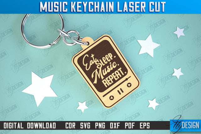 Music Keychain Laser Cut | Keychain Inscriptions | Gift for Musician | CNC File SVG Fly Design 