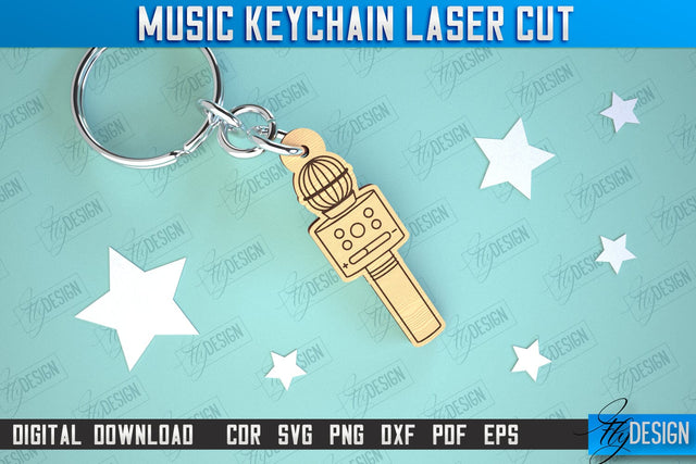 Music Keychain Laser Cut | Keychain Inscriptions | Gift for Musician | CNC File SVG Fly Design 