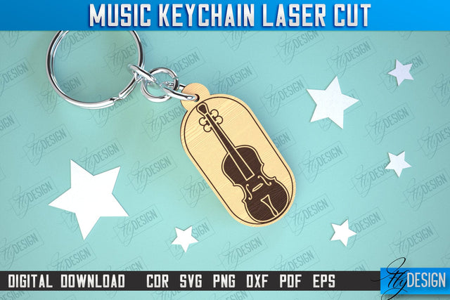 Music Keychain Laser Cut | Keychain Inscriptions | Gift for Musician | CNC File SVG Fly Design 