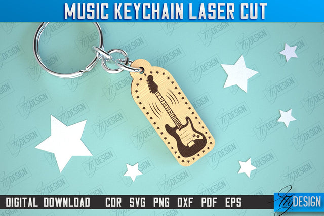 Music Keychain Laser Cut | Keychain Inscriptions | Gift for Musician | CNC File SVG Fly Design 