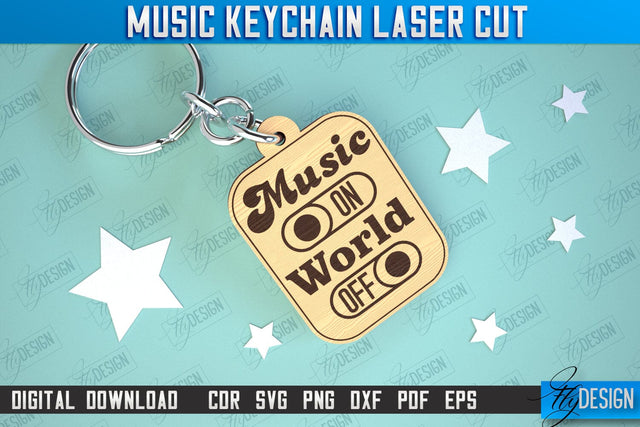 Music Keychain Laser Cut | Keychain Inscriptions | Gift for Musician | CNC File SVG Fly Design 