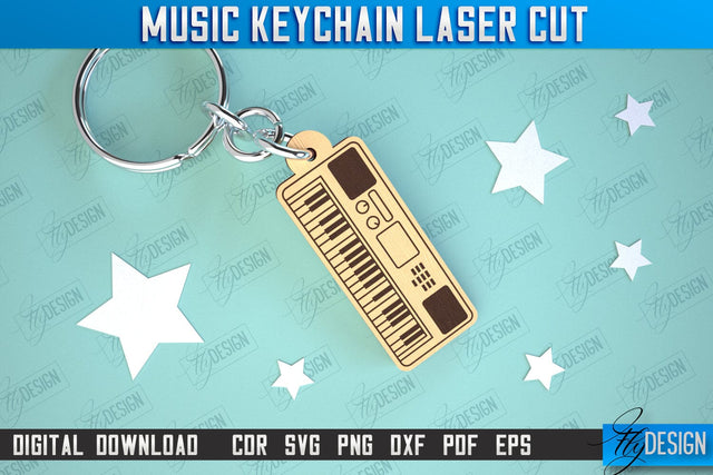 Music Keychain Laser Cut | Keychain Inscriptions | Gift for Musician | CNC File SVG Fly Design 