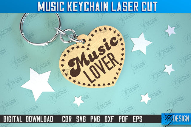 Music Keychain Laser Cut | Keychain Inscriptions | Gift for Musician | CNC File SVG Fly Design 