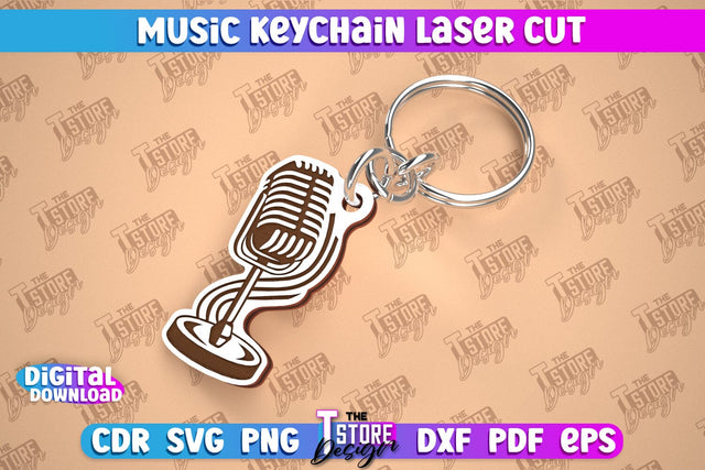 Music Keychain Laser Cut | Keychain Inscriptions | Gift for Musician | CNC File SVG The T Store Design 
