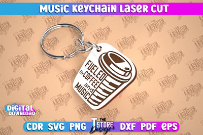 Music Keychain Laser Cut | Keychain Inscriptions | Gift for Musician | CNC File SVG The T Store Design 