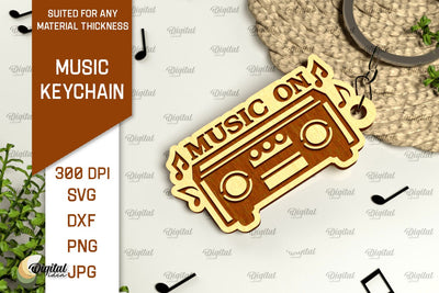 Music Keychain Laser Cut. Wooden Music Key Ring SVG SVG Evgenyia Guschina 