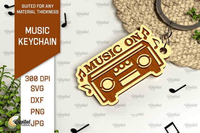 Music Keychain Laser Cut. Wooden Music Key Ring SVG SVG Evgenyia Guschina 