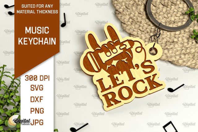 Music Keychain Laser Cut. Wooden Music Key Ring SVG SVG Evgenyia Guschina 