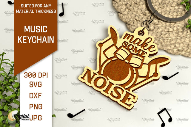 Music Keychain Laser Cut. Wooden Music Key Ring SVG SVG Evgenyia Guschina 