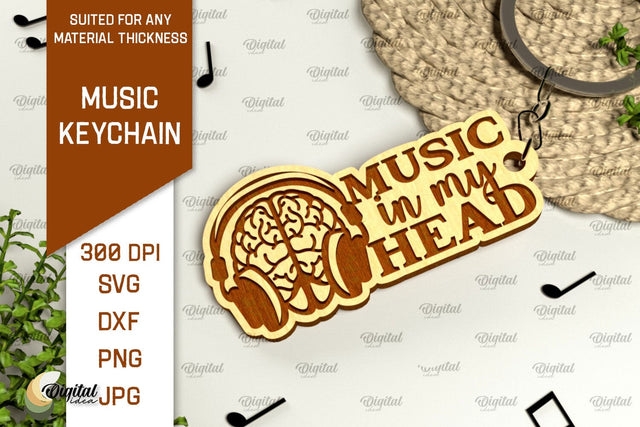 Music Keychain Laser Cut. Wooden Music Key Ring SVG SVG Evgenyia Guschina 
