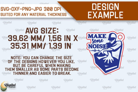 Music Keychain Laser Cut. Wooden Music Key Ring SVG SVG Evgenyia Guschina 