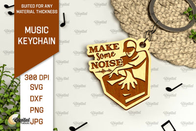 Music Keychain Laser Cut. Wooden Music Key Ring SVG SVG Evgenyia Guschina 