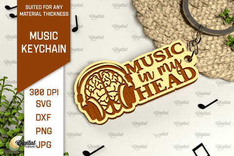 Music Keychains Laser Cut Bundle. Wooden Music Key Rings SVG SVG Evgenyia Guschina 