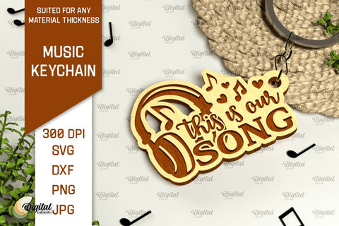 Music Keychains Laser Cut Bundle. Wooden Music Key Rings SVG SVG Evgenyia Guschina 
