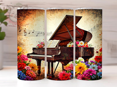 Music Lover Grand Piano Tumbler Wrap, Music Lover Gift, 20oz Tumbler Wrap, Piano Design Sublimation, Musician Mug, Personalized Music Gift, Musical Instrument Tumbler Sublimation Lara' s Designs 