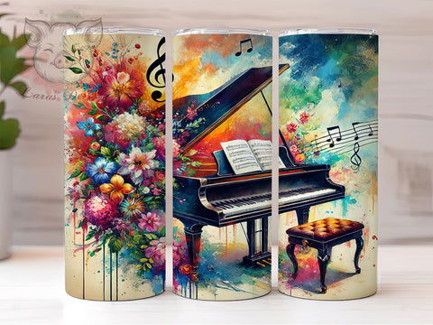 Music Lover Grand Piano Tumbler Wrap, Music Lover Gift, 20oz Tumbler Wrap, Piano Design Sublimation, Musician Mug, Personalized Music Gift, Musical Instrument Tumbler Sublimation Lara' s Designs 