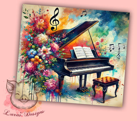 Music Lover Grand Piano Tumbler Wrap, Music Lover Gift, 20oz Tumbler Wrap, Piano Design Sublimation, Musician Mug, Personalized Music Gift, Musical Instrument Tumbler Sublimation Lara' s Designs 