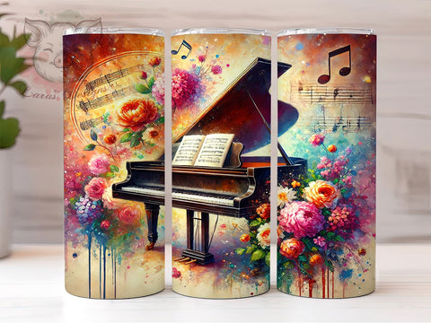 Music Lover Grand Piano Tumbler Wrap, Music Lover Gift, 20oz Tumbler Wrap, Piano Design Sublimation, Musician Mug, Personalized Music Gift, Musical Instrument Tumbler Sublimation Lara' s Designs 