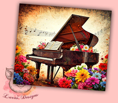 Music Lover Grand Piano Tumbler Wrap, Music Lover Gift, 20oz Tumbler Wrap, Piano Design Sublimation, Musician Mug, Personalized Music Gift, Musical Instrument Tumbler Sublimation Lara' s Designs 