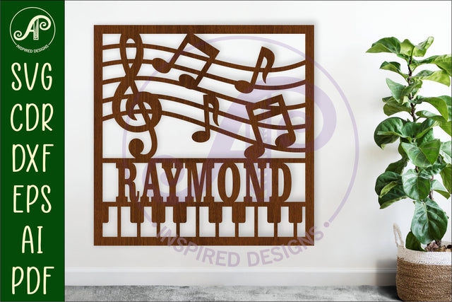 Music lovers name sign svg laser cut design or card SVG APInspireddesigns 