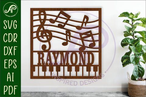 Music lovers name sign svg laser cut design or card SVG APInspireddesigns 