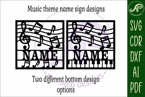 Music lovers name sign svg laser cut design or card SVG APInspireddesigns 