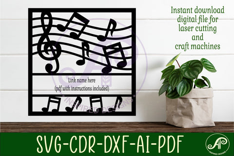 Music lovers name sign svg laser cut design or card SVG APInspireddesigns 