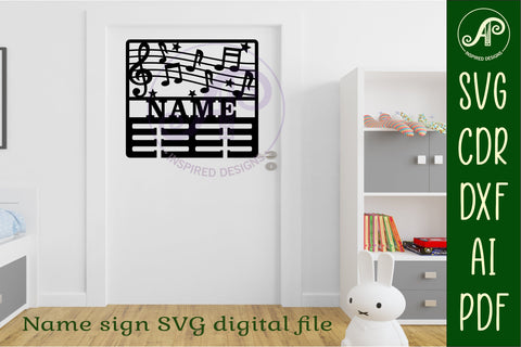 Music medal holder Name svg laser cut SVG APInspireddesigns 