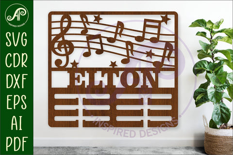 Music medal holder Name svg laser cut SVG APInspireddesigns 