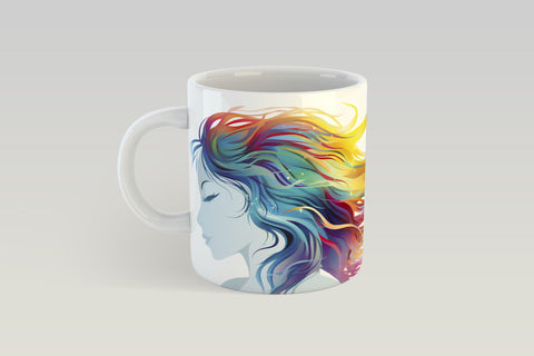 Music Mug Sublimation, Girl with Music Notes Coffee Mug Design, Music Mug Wrap. Sublimation Elinorka 