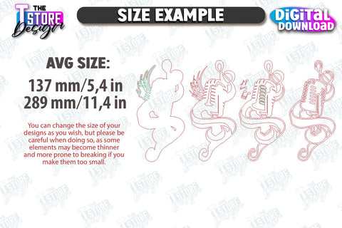 Music Multilayer Wall Décor Laser Cut Bundle | Line Art Design | Home Interior | Silhouette Wall Art | CNC Files SVG The T Store Design 