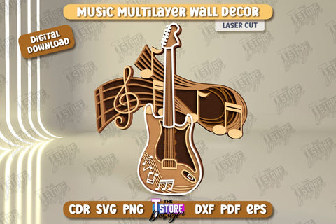 Music Multilayer Wall Décor Laser Cut Bundle | Line Art Design | Home Interior | Silhouette Wall Art | CNC Files SVG The T Store Design 