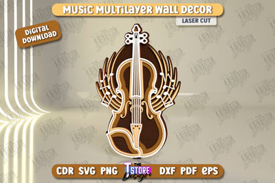 Music Multilayer Wall Décor Laser Cut | Line Art Design | Musical Notes | Home Interior | Silhouette Wall Art | CNC File SVG The T Store Design 