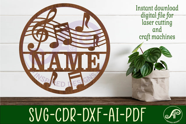 Music name sign svg laser SVG APInspireddesigns 