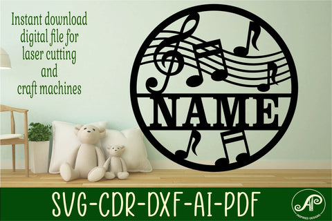 Music name sign svg laser SVG APInspireddesigns 
