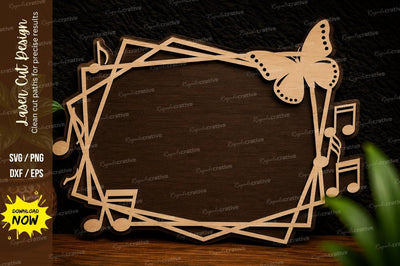 Music Note Frame Laser Cut SVG Design SVG Regulrcrative 