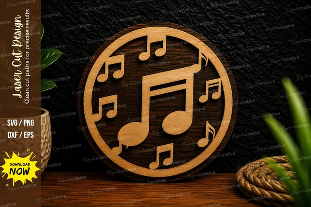 Music Notes Circle Ornament Laser Cut Svg Design SVG Regulrcrative 