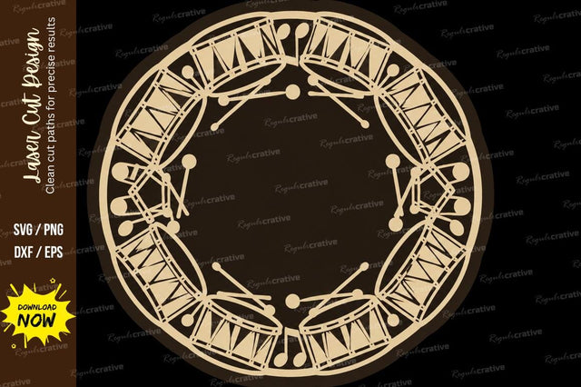 Music Notes Circular Frame Laser Cut SVG File SVG Regulrcrative 