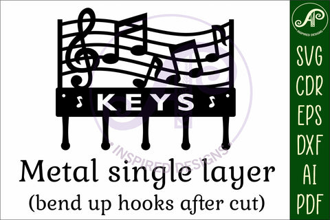 Music notes curve Key holder designs for wood and metal SVG APInspireddesigns 