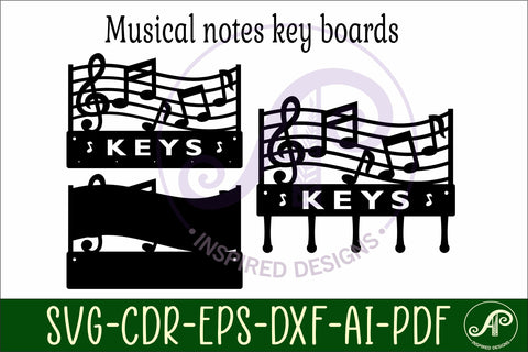 Music notes curve Key holder designs for wood and metal SVG APInspireddesigns 