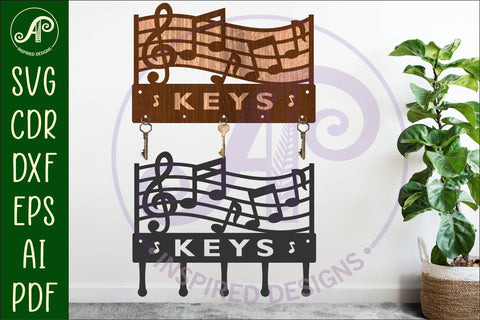 Music notes curve Key holder designs for wood and metal SVG APInspireddesigns 
