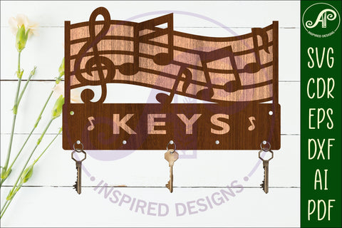 Music notes curve Key holder designs for wood and metal SVG APInspireddesigns 