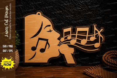 Music Notes Profile Laser Cut Svg Design SVG Regulrcrative 