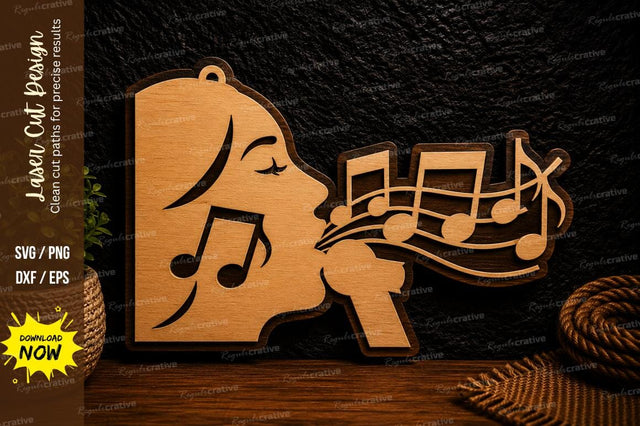 Music Notes Profile Laser Cut Svg Design SVG Regulrcrative 
