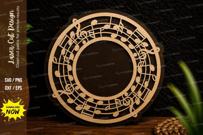 Music Notes Round Border Laser Cut Svg Design SVG Regulrcrative 